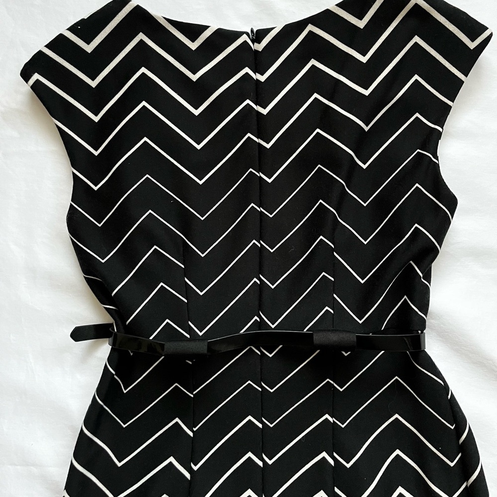 Black and White Sleeveless Sheath Midi Dress - Picture 9 of 13